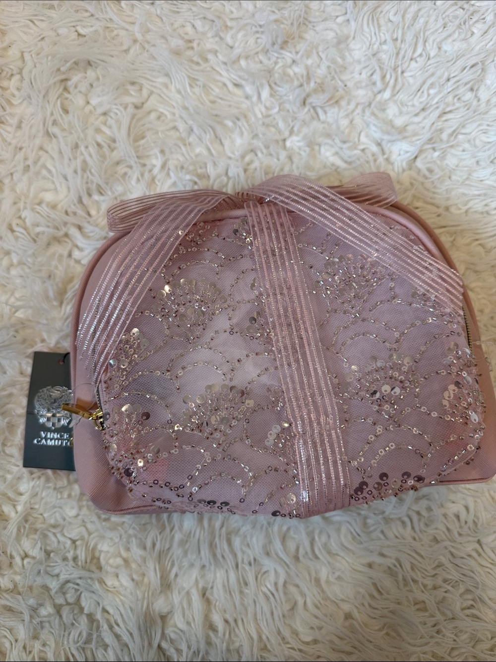 Vince Camuto Pink Sequin Bow Phone Case Pouch